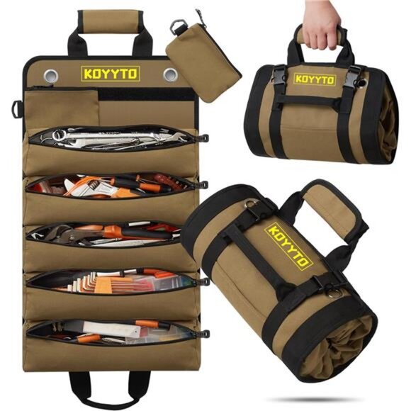 Premium Tool Roll up Bag - Heavy Duty Small Tool Bag Organizer and Storage - Picture 1 of 7